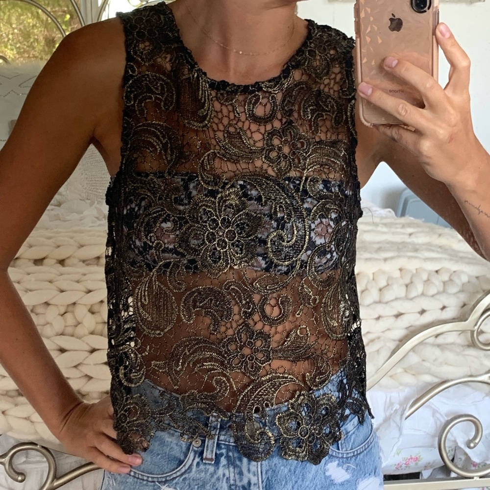 Black and gold Lacey top.
